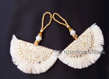 Fan Tassels With Silver and Gold Filigree Embellishments, Wool Tassels, Embellishments